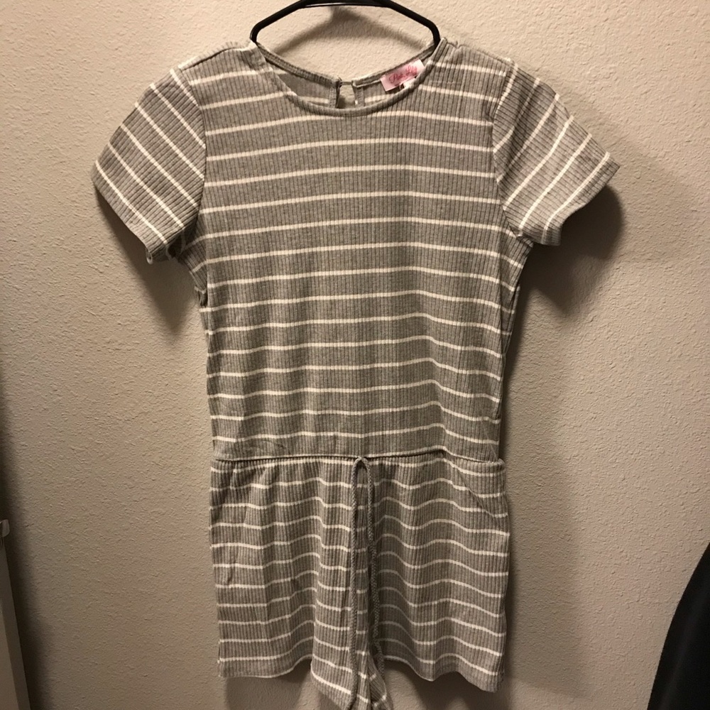 Grey and white stripped romper